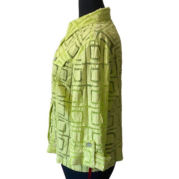 Ruby Rd. Women’s Citrus Splash Sheer Patterned Collared Button-Down Size 16 - Picture 3 of 8